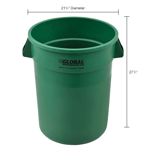 Global Industrial™ Plastic Trash Can 32 Gallon Green