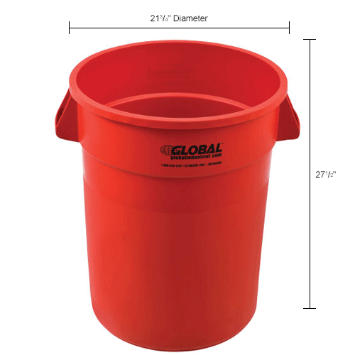 Global Industrial™ Plastic Trash Can 32 Gallon Red 