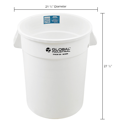 Global Industrial™ Plastic Trash Can 32 Gallon White
