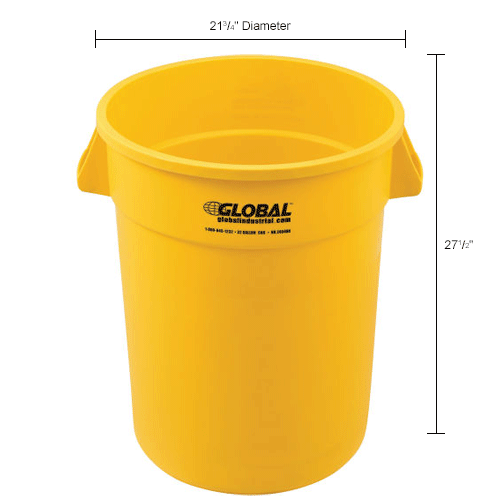 Global Industrial™ Plastic Trash Can 32 Gallon Yellow