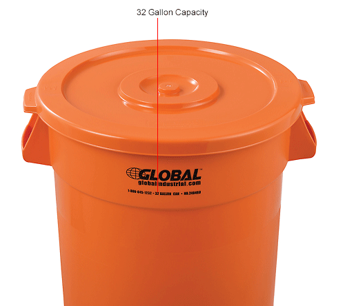 Global Industrial™ Plastic Trash Can Lid 32 Gallon Bright Orange 