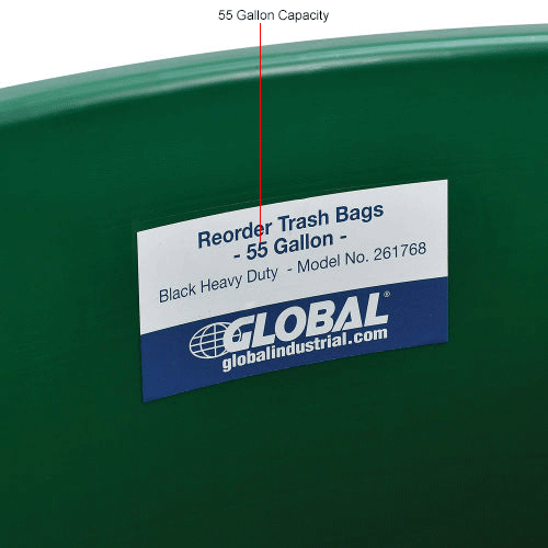 Global Industrial™ Plastic Trash Can 55 Gallon Green