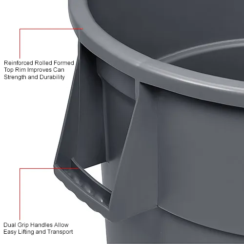 Global Industrial™ Plastic Trash Can, Gray, 55 Gallon