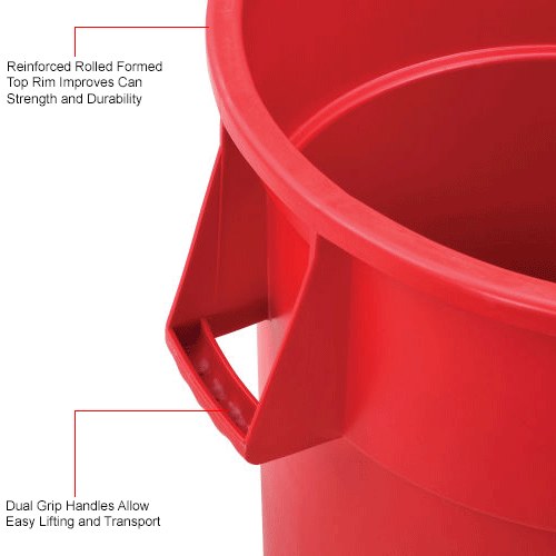Global Industrial™ Plastic Trash Can 55 Gallon Red