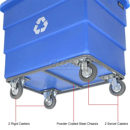 Dandux Recycling Cube Truck For Multiple Recyclables, 12 Bushel, Blue