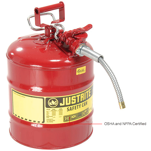 Justrite&#174; Type II Safety Can - 5 Gallon with 5/8" Hose, 7250120