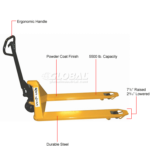 Rol-Lift Standard Pallet Jack Truck RL55-2772 5500 Lb. Capacity 27x72 ...