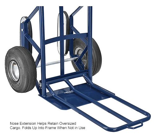 Industrial Strength Steel Hand Truck with Curved Handle & Stair Climbers 600 Lb. Capacity
