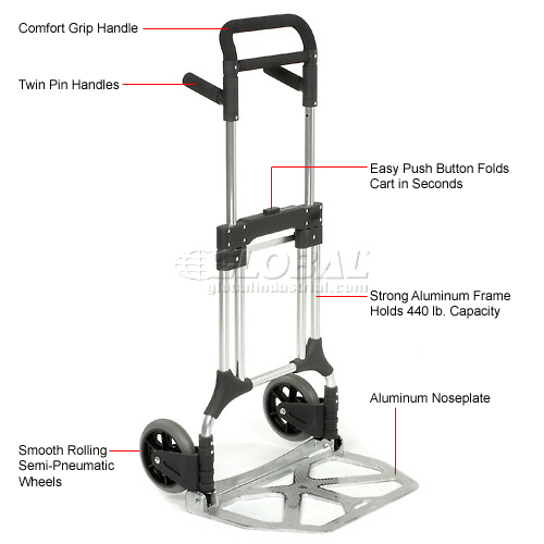 Global Industrial™ Heavy Duty Folding Hand Cart 440 Lb. Capacity