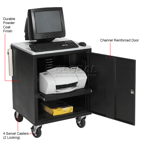 Global Industrial & 174; Black Security Audio Visual Cart 500 Lb