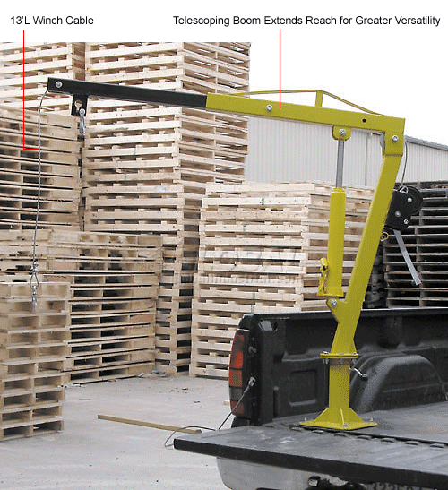 Steel Winch Operated Pickup, Trailer & Truck Jib Crane, 1000 Lb. Capacity