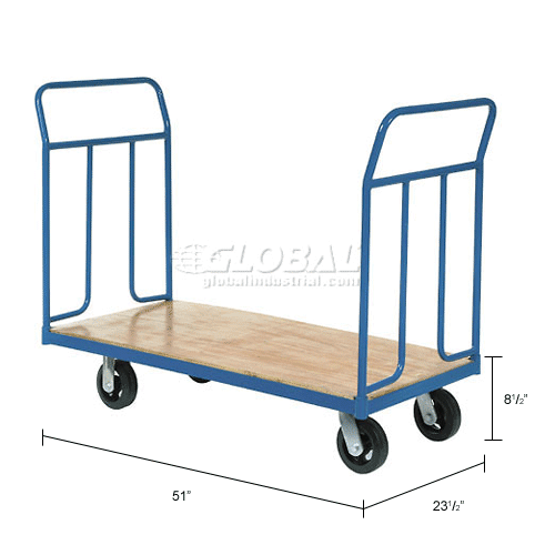 Global Industrial™ Wood Deck Platform Truck 6" MoldOn Rubber Wheels