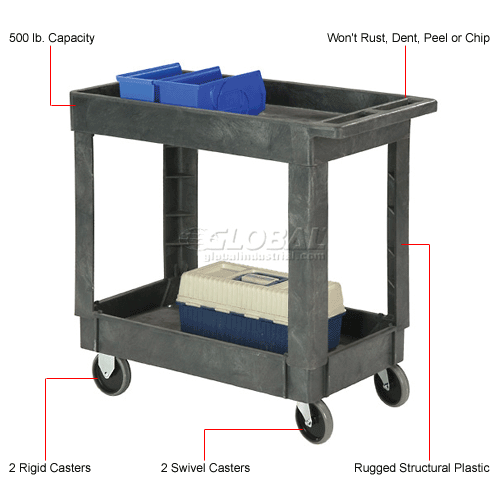 Global Small Tray Plastic Service Cart