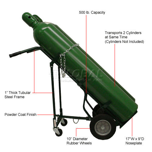 Harper™ 78640 Cylinder Hand Truck 10" Solid Rubber Wheels 500 Lb. Cap.
