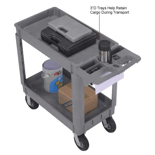 Global Industrial™ Utility Cart w/2 Shelves & 6" Casters, 500 lb