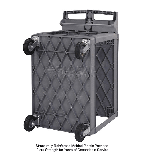 Global Industrial™ Deluxe Tray Top Plastic Utility Cart, 2 Shelf, 46