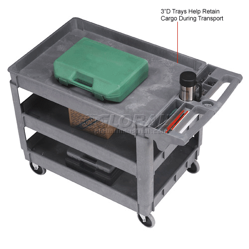 Global Industrial™ Utility Cart w/3 Shelves & 5" Casters, 500 lb