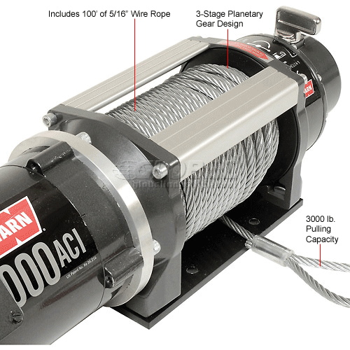 Utility AC Winch & Remote Control 261:1 3000 Lbs HP 0.75 115/230 Volts 