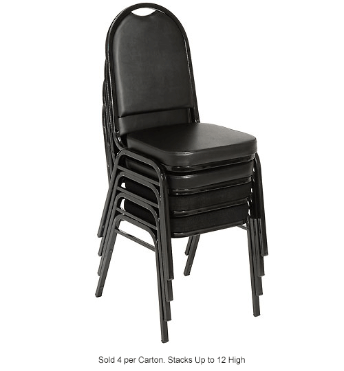 KFI Heavy Duty Banquet Stacking Chair Black Vinyl / Black Frame Pkg