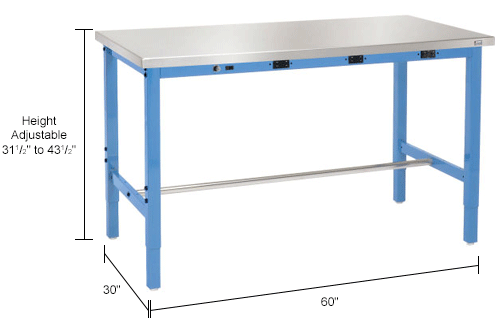 Laboratory Work Bench Adjustable Height 60 Quot W X 30 Quot D