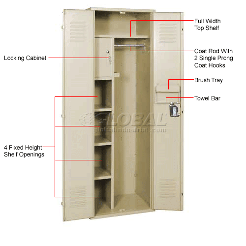 Penco® Vanguard™ 1-Tier 2 Door Executive Locker, 24"Wx18"Dx72"H, Tan ...