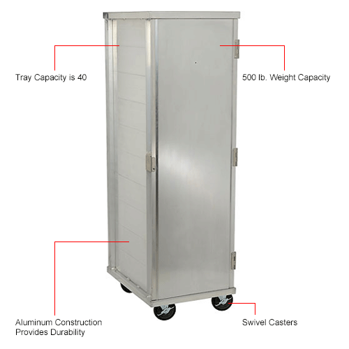 Nexel Enclosed Mobile Transport Cabinet, 68 in. H, 40 Pan Capacity, Aluminum
																			