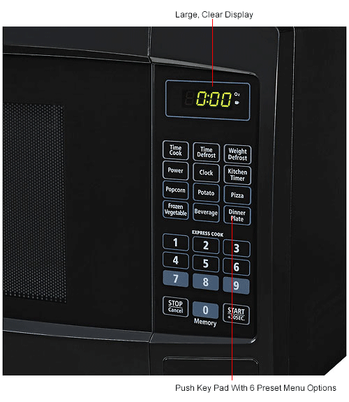 Nexel® Countertop Microwave Oven With KeyPad Control, 1000 Watts, 1.1