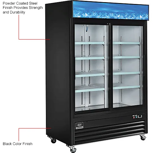 Nexel® Merchandiser Refrigerator, 2 Glass Doors, 45 Cu. Ft.