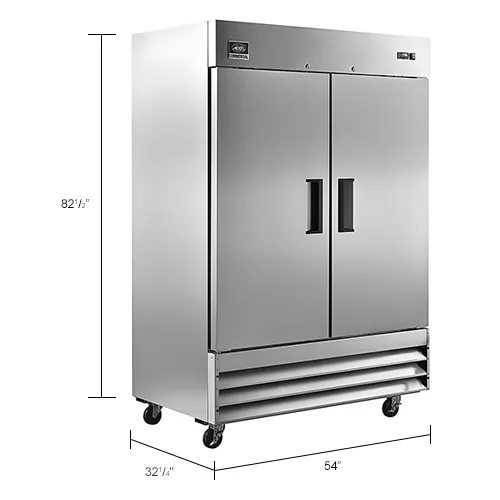 Nexel® Reach In Freezer, 2 Solid Doors, 47 Cu. Ft., Stainless Steel