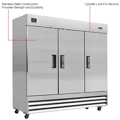 Nexel Commercial Reach-In Refrigerator, 3 Solid Doors, 72 Cu.