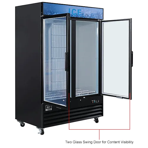 Nexel® Ice Merchandiser, 2 Swing Glass Doors, 45 Cu. Ft.