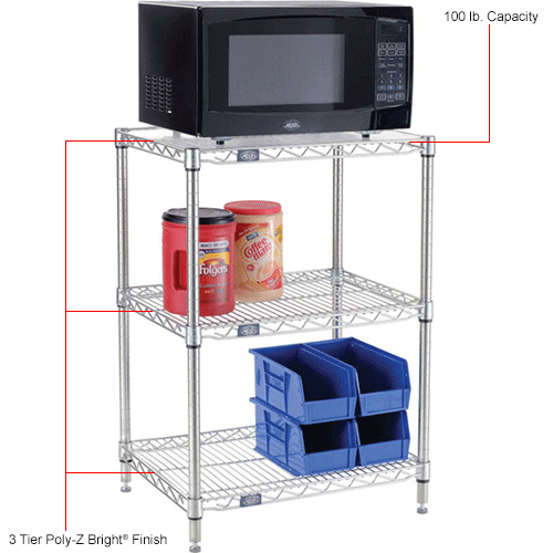 Nexel® Poly-Z-Brite® 3-Tier Microwave Station Kit, 24