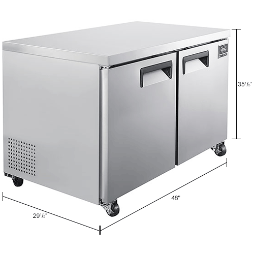 Nexel&#174; Undercounter Refrigerator, 2 Solid Doors, 11.2 Cu. Ft., Stainless Steel