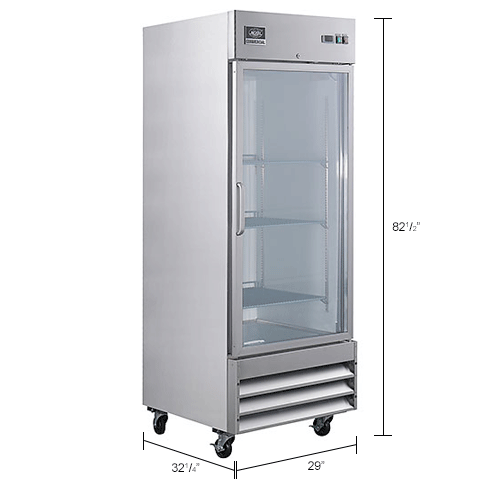 Nexel® Reach In Refrigerator, Glass Door, 23 Cu. Ft.