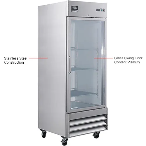 Nexel® Reach In Freezer, 1 Glass Door, 23 Cu. Ft.
