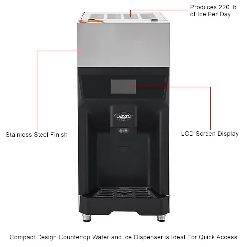 Nexel® Countertop Ice & Water Dispenser, Air Cooled, 220 Lb