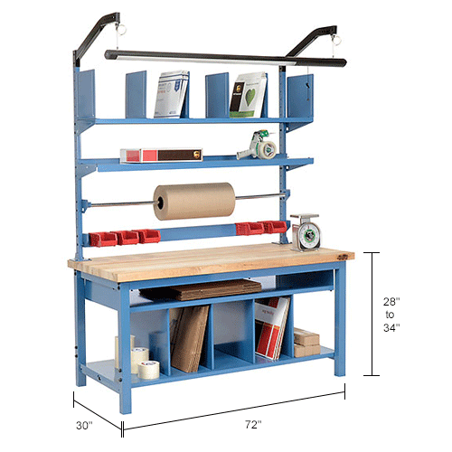 Global Industrial™ Complete Packing Workbench, Maple Butcher Block ...