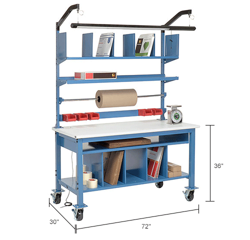 Complete Mobile Packaging Workbench ESD Safety Edge - 72 x 30
