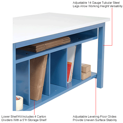 Packaging Workbench ESD Square Edge - 60 x 30 with Lower Shelf Kit