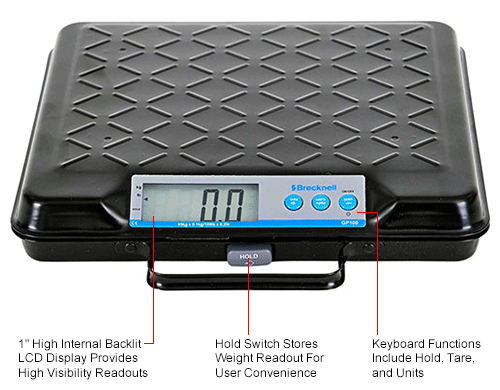Brecknell GP100-USB Digital Bench Scale with USB Port, 100 x 0.2 lb, 12-1/2" x 11" Platform