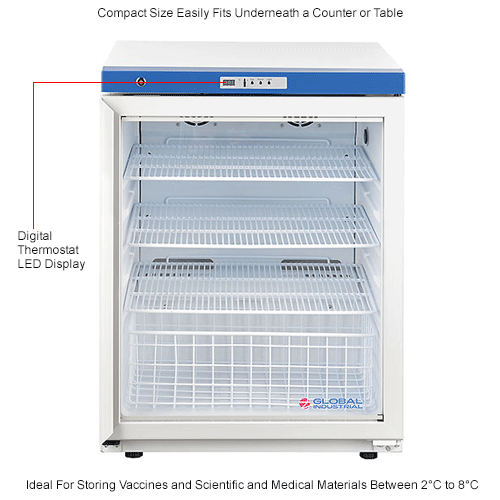 Global Industrial™ Undercounter Laboratory Refrigerator, 4.2 Cu.Ft