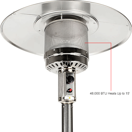 Hiland Patio Heater With Steel Table, 48000 BTU, Propane, Hammered Gold