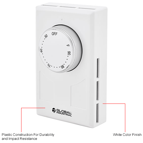 Global Industrial™ Thermostat, Heat Only, Line Voltage, Double Pole