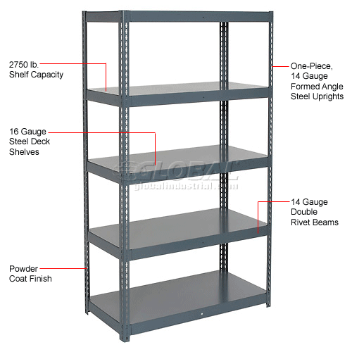 Shelving Steel Heavy Duty Shelving Edsal HCU723696, High Capacity