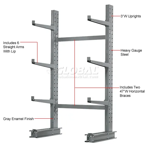Global Industrial™ Single Sided Cantilever Rack Starter, 2