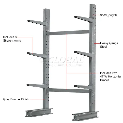 Global Industrial™ Single Sided Cantilever Rack Starter, 48