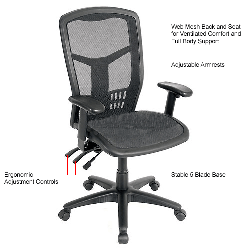 Interion® Office Chair With High Back & Adjustable Arms, Mesh, Black