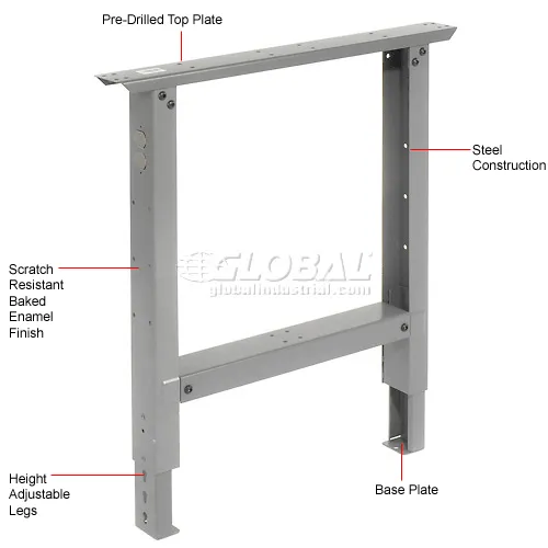 Global Industrial™ Adjustable Height Steel C-Channel Leg For