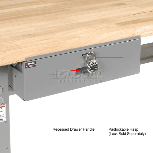 Maple Square Edge Workbench-Adjustable Height With Drawer