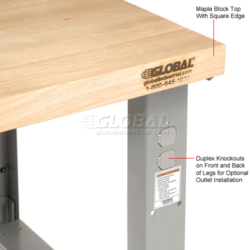 Maple Square Edge Workbench-Adjustable Height With Drawer